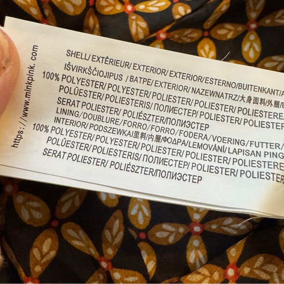 MINKPINK Valentina Twist Blouse Balloon Sleeve Gold Black Geo Print X-Small Top - Picture 8 of 12